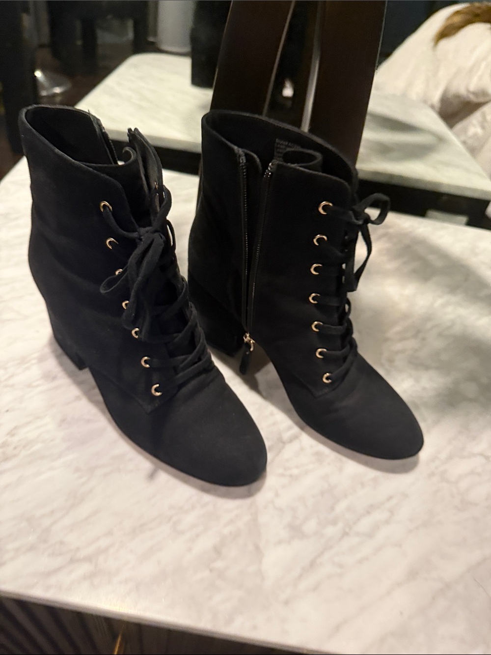 J. Crew Black Lace-Up Block Heel Ankle Boots